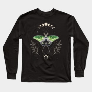 Aromantic Luna Moth Celestial Cottagecore LGBT Pride Flag Long Sleeve T-Shirt